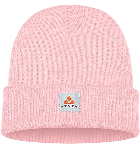 ATNKE Strick Beanie Mütze Dehnbar Weich Warm Täglich Winter Mützen mit Manschetten für Herren und Damen Geschenke/Light Pink von ATNKE