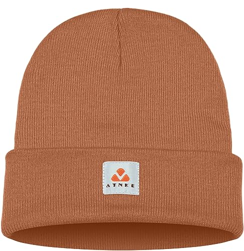 ATNKE Strick Beanie Mütze Dehnbar Weich Warm Täglich Winter Mützen mit Manschetten für Herren und Damen Geschenke/Red Brown von ATNKE