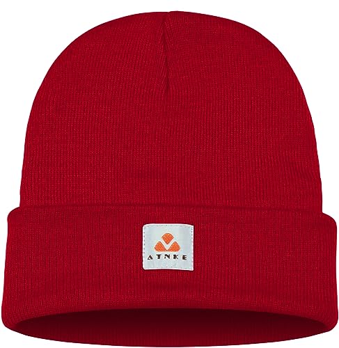 ATNKE Strick Beanie Mütze Dehnbar Weich Warm Täglich Winter Mützen mit Manschetten für Herren und Damen Geschenke/Red von ATNKE