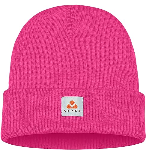 ATNKE Strick Beanie Mütze Dehnbar Weich Warm Täglich Winter Mützen mit Manschetten für Herren und Damen Geschenke/Rose Red von ATNKE