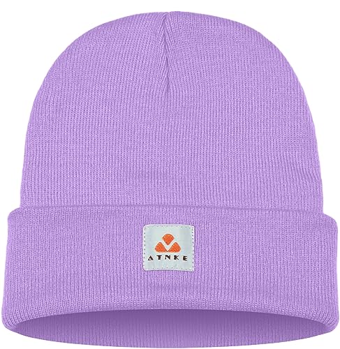 ATNKE Strick Beanie Mütze Dehnbar Weich Warm Täglich Winter Mützen mit Manschetten für Herren und Damen Geschenke/Taro Purple von ATNKE