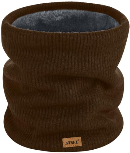 ATNKE Winter Warm Halsschlauch Verdicken Sie Winddichte Schals Staub Gesichts Maske Ski Doppel Lagen Fleece Gefüttert Strick Schal Geschenke für Männer und Frauen/Coffee von ATNKE