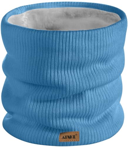 ATNKE Winter Warm Halsschlauch Verdicken Sie Winddichte Schals Staub Gesichts Maske Ski Doppel Lagen Fleece Gefüttert Strick Schal Geschenke für Männer und Frauen/Magnolia Blue von ATNKE