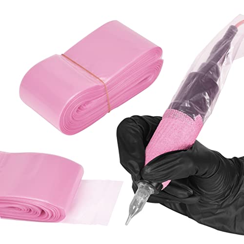 ATOMUS 100Pcs Disposable Tattoo Clip Cord Sleeves Pink Plastic Cover Bags Tattoo Pen Bag Tattoo Machine Accessories von ATOMUS