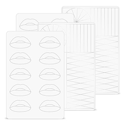 ATOMUS 4pcs Double Sided Tattoo Practice Skin No Ink Microblading Eyebrows Eye Lip Silicone Synthetic Skin 1.5mm for Tattooing Beginners Makeup Training(white and silver) von ATOMUS
