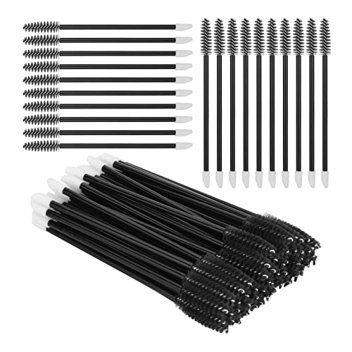 ATOMUS 50pcs 2 in 1 Eyelash Mascara Wands Lipstick Applicator Disposable Eyebrow Eyelash Extension Tools Makeup Brushes(black) von ATOMUS