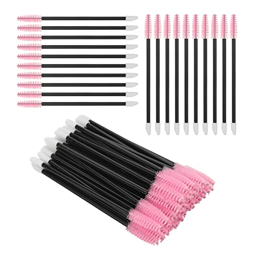 ATOMUS 50pcs 2 in 1 Eyelash Mascara Wands Lipstick Applicator Disposable Eyebrow Eyelash Extension Tools Makeup Brushes(pink) von ATOMUS