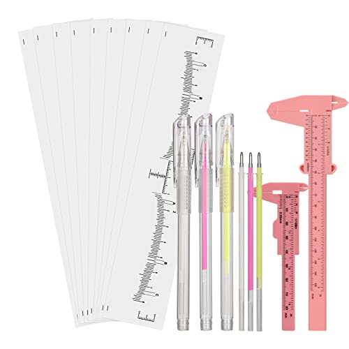 ATOMUS Microblading Eyebrow Positioning Set 50pcs Disposable Adhesive Eyebrow Sticker Ruler Guide 2pcs Large Vernier Calipers with 12pcs Marker Pen von ATOMUS
