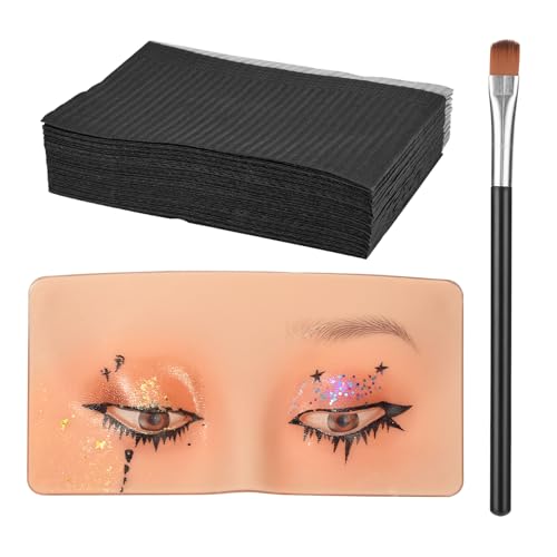 ATOMUS Silicone Eye Face Makeup Practice Board with Brush 20pcs Disposable Table Mats 3D Reusable Perfect Aid to Practicing Eye Makeup Eyebrow Eyeliner Eye Shadow Eyelash Extension Training von ATOMUS