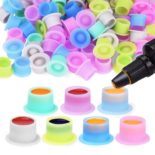 ATOMUS Silikon Tattoo Tinte Cup 200pcs Einweg Silikon Tattoo Pigment Cup Runde Form Augenbraue Eyeliner Lippe Farbe Pigment Cup Mixed Color Tattoo Pigment Halter von ATOMUS