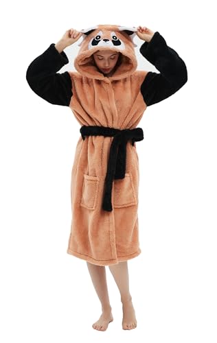 ATOZ Bademantel Waschbär Flanell Erwachsene Tierpyjamas Kapuzen-Bademantel Karikatur Nachthemd Für L von ATOZ