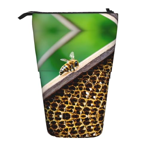 ATOurDealss Bee Teleskop-Federmäppchen, Federmäppchen, Organizer, Schreibwaren, Stifteetui mit Reißverschluss, Schwarz , Einheitsgröße, Federmäppchen von ATOurDealss