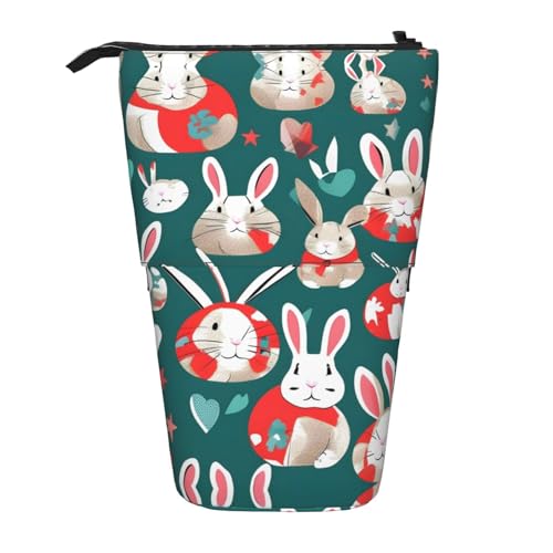 ATOurDealss Bunny s Teleskop-Federmäppchen, Federmäppchen, Organizer, Schreibwaren, Stifteetui mit Reißverschluss, Schwarz , Einheitsgröße, Federmäppchen von ATOurDealss