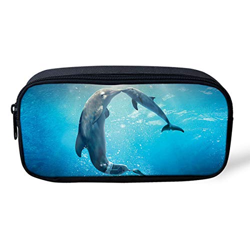 ATOurDealss Dinosaurier-Federmäppchen mit Reißverschluss, cooles Federmäppchen, Federmäppchen, Organizer für Schüler, Schreibwaren, A-Delphin 1, Einheitsgröße, Federmäppchen von ATOurDealss