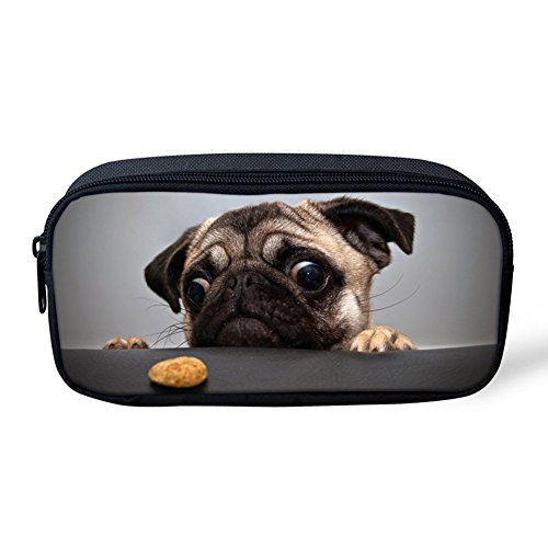 ATOurDealss Dinosaurier-Federmäppchen mit Reißverschluss, cooles Federmäppchen, Federmäppchen, Organizer für Schüler, Schreibwaren, B-Mops-Hund, Einheitsgröße, Federmäppchen von ATOurDealss