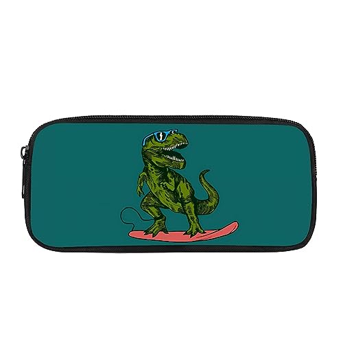 ATOurDealss Federmäppchen für Kinder, Dinosaurier-Federmäppchen mit robustem Reißverschluss für Jungen, Grüner Dinosaurier-Skate, Einheitsgröße, Federmäppchen von ATOurDealss