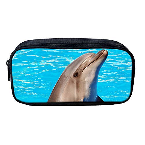 ATOurDealss Federmäppchen mit 3D-Dinosaurier-Druck, für Jungen, grünes Segeltuch, für Kinder, Schreibwaren, Stifteetui, Münzbeutel, Delfin, Einheitsgröße, Federmäppchen von ATOurDealss