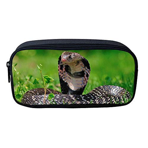 ATOurDealss Federmäppchen mit 3D-Dinosaurier-Druck, für Jungen, grünes Segeltuch, für Kinder, Schreibwaren, Stifteetui, Münzbeutel, Schlange, Einheitsgröße, Federmäppchen von ATOurDealss