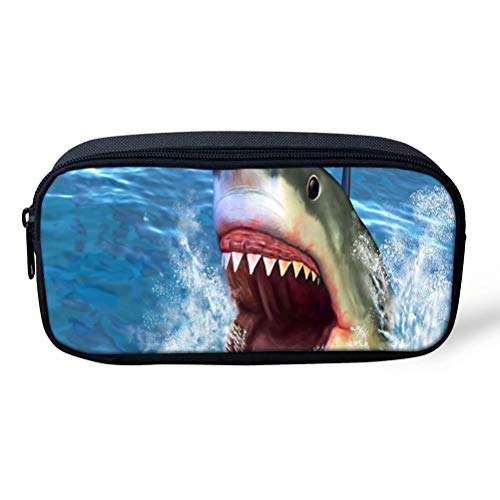 ATOurDealss Federmäppchen mit 3D-Dinosaurier-Druck, für Jungen, grünes Segeltuch, für Kinder, Schreibwaren, Stifteetui, Münzbeutel, Shark 2, Einheitsgröße, Federmäppchen von ATOurDealss