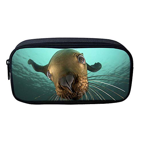 ATOurDealss Federmäppchen mit 3D-Dinosaurier-Druck, für Jungen, grünes Segeltuch, für Kinder, Schreibwaren, Stifteetui, Münzbeutel, Walross, Einheitsgröße, Federmäppchen von ATOurDealss