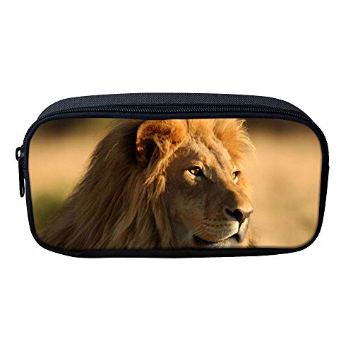 ATOurDealss Federmäppchen mit 3D-Dinosaurier-Druck, für Jungen, grünes Segeltuch, für Kinder, Schreibwaren, Stifteetui, Münzbeutel, löwe, Einheitsgröße, Federmäppchen von ATOurDealss