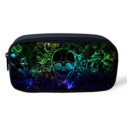 ATOurDealss Federmäppchen mit 3D-Dinosaurier-Druck, für Jungen, grünes Segeltuch, für Kinder, Schreibwaren, Stifteetui, Münzbeutel, totenkopf, Einheitsgröße, Federmäppchen von ATOurDealss