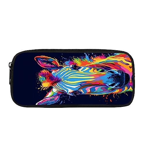 ATOurDealss Federmäppchen mit Farbspritzer-Zebramuster für Jungen und Mädchen, buntes Regenbogen-Zebra-Design, für Teenager, Schule, Schreibwaren, Schüler, Federmäppchen, Regenbogenfarben-Spritzer, von ATOurDealss