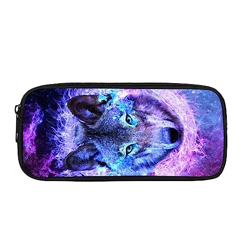 ATOurDealss Federmäppchen mit Giraffen-Sonnenblumen-Motiv, für Mädchen, Geldbörse, Federmäppchen, Schulbedarf, Schreibwaren-Tasche, Kinder, Reise-Aufbewahrungstasche, Jungen, Gelb, Cool Wolf Space, von ATOurDealss