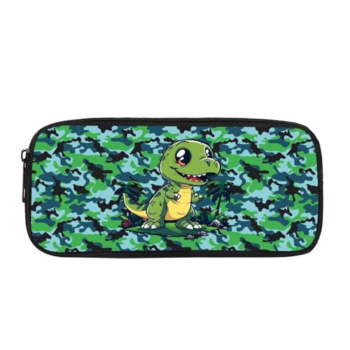 ATOurDealss Federmäppchen mit Hundepfotenmotiv, für Mädchen, Stifteetui mit Reißverschluss, leicht, geräumiges Stifteetui, niedliches Federmäppchen mit Reißverschluss, Dinosaurier-Tarnmuster, von ATOurDealss