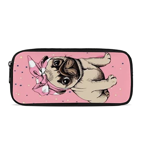 ATOurDealss Federmäppchen mit Löwenaufdruck, für Kinder, Schüler, Schulbedarf, Federmäppchen, Kapazität für Kinder, Mädchen, Jungen, Aufbewahrungs-Organizer, mops, Einheitsgröße, Federmäppchen von ATOurDealss