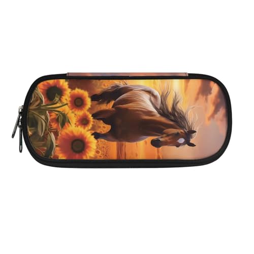 ATOurDealss Federmäppchen mit Sonnenblumen-Motiv, großes Fassungsvermögen, Kinder-Federmäppchen für Mädchen und Jungen, mit Reißverschluss, tragbare Stiftebox, Organizer, Stifthalter für Schüler und von ATOurDealss