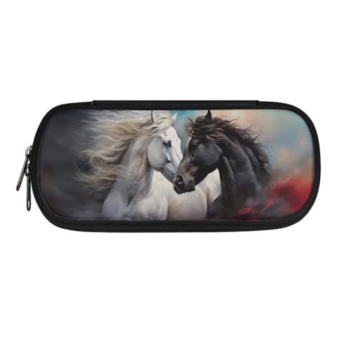 ATOurDealss Federmäppchen mit coolem Zugdruck, für Jungen, große Kapazität, tragbarer Reißverschluss, Federmäppchen für Schule, Studenten, Teenager, Kinder, pferd, Einheitsgröße, Federmäppchen von ATOurDealss