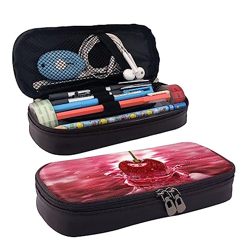 ATOurDealss Federmäppchen mit großem Fassungsvermögen, Federmäppchen mit Reißverschluss, strapazierfähiges Leder-Federmäppchen, schwarz, Einheitsgröße, Koffer, Schwarz , Einheitsgröße, Federmäppchen von ATOurDealss