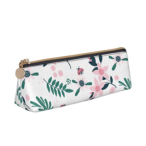 ATOurDealss Federmäppchen mit niedlichem Blumen- und Blättermotiv, bedrucktes Leder-Federmäppchen, Schreibwaren-Organizer, multifunktionale Kosmetiktasche, Make-up-Tasche, Halter für Bleistifte und von ATOurDealss