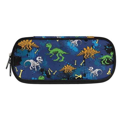 ATOurDealss Federmäppchen mit niedlichem Erdbeermotiv, für Kleinkinder, Mädchen, großes Fassungsvermögen, für Teenager, Mädchen, langlebig, Kawaii-Federmäppchen mit Reißverschluss, Dinosaurier-Fossil, von ATOurDealss