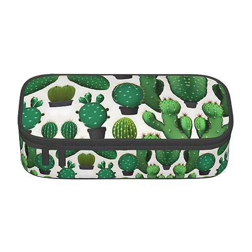 ATOurDealss Federmäppchen mit rotem Blättermuster, großes Fassungsvermögen, Federmäppchen mit 4 Fächern, für Damen und Herren, Grüner Kaktus, Einheitsgröße, Federmäppchen von ATOurDealss