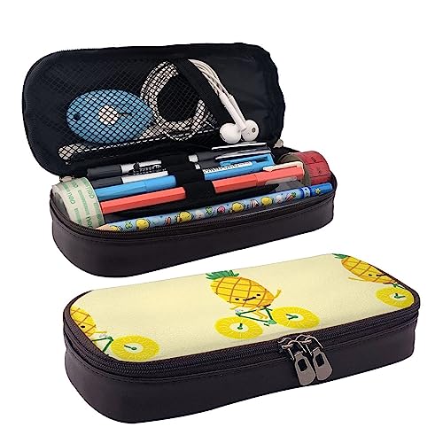 ATOurDealss Pineapple Fahrrad-Federmäppchen, großes Fassungsvermögen, Federmäppchen mit Reißverschluss, strapazierfähiges Leder-Federmäppchen, schwarz, Einheitsgröße, Koffer, Schwarz , Einheitsgröße, von ATOurDealss