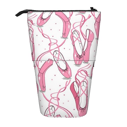 ATOurDealss Rote Ballettschuh-Druck-Bleistifttasche, Teleskop-Etui, Schreibwaren-Aufbewahrungstasche, Federmäppchen, Erwachsene, Aufbewahrungsbox, Schwarz , Einheitsgröße, Federmäppchen von ATOurDealss