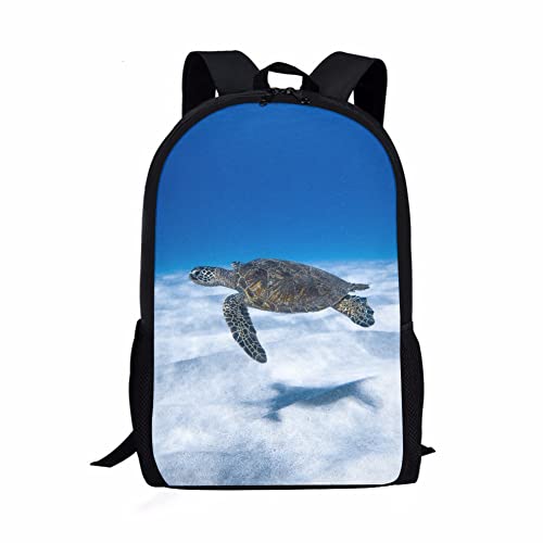 ATOurDealss Schulrucksack für Kinder, Motiv: Teeturrtle, Laptoptasche, strapazierfähige Polyester-Tasche, Tea Turrtle-Rucksack, Einheitsgröße, Federmäppchen von ATOurDealss