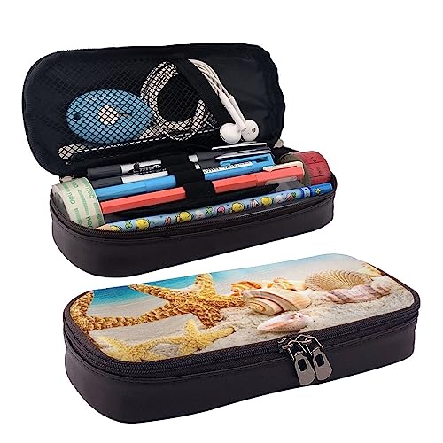 ATOurDealss Sea Federmäppchen mit großem Fassungsvermögen, Federmäppchen mit Reißverschluss, strapazierfähiges Leder-Federmäppchen, schwarz, Einheitsgröße, Koffer, Schwarz , Einheitsgröße, von ATOurDealss