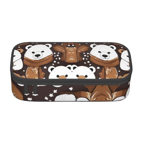 ATOurDealss Solar Jupiter Saturn Print Federmäppchen Große Kapazität Federmäppchen Stifttasche mit 4 Fächern für Männer Frauen, White Bear Brown Bea, Einheitsgröße, Federmäppchen von ATOurDealss