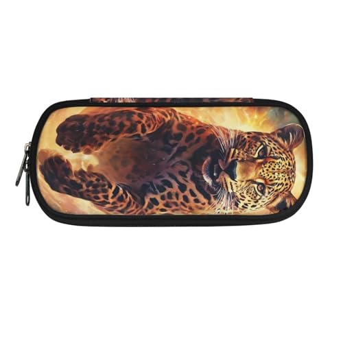 ATOurDealss T-Rex Federmäppchen mit Dinosaurier-Druck, für Jungen und Mädchen, Federmäppchen, Kartenmünztasche, Schreibtisch-Oraganizer für Schulbedarf, Cooles Leopardenmuster, Einheitsgröße, von ATOurDealss