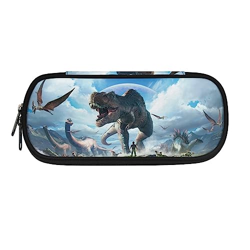 ATOurDealss T-Rex Federmäppchen mit Dinosaurier-Druck, für Jungen und Mädchen, Federmäppchen, Kartenmünztasche, Schreibtisch-Oraganizer für Schulbedarf, Dinosaurier, Einheitsgröße, Federmäppchen von ATOurDealss