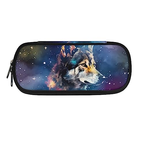 ATOurDealss T-Rex Federmäppchen mit Dinosaurier-Druck, für Jungen und Mädchen, Federmäppchen, Kartenmünztasche, Schreibtisch-Oraganizer für Schulbedarf, Galaxy Wolf, Einheitsgröße, Federmäppchen von ATOurDealss