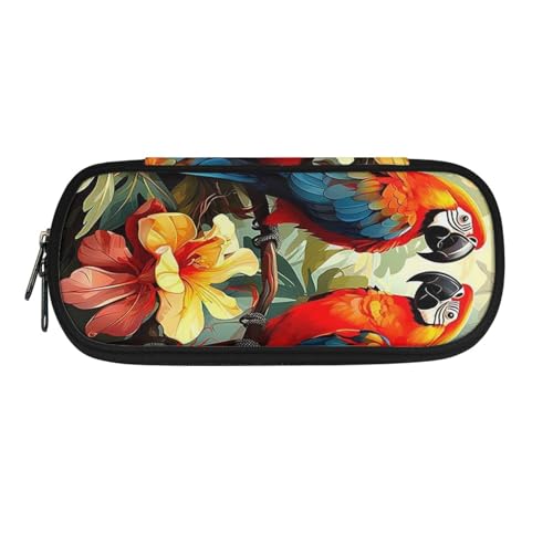 ATOurDealss T-Rex Federmäppchen mit Dinosaurier-Druck, für Jungen und Mädchen, Federmäppchen, Kartenmünztasche, Schreibtisch-Oraganizer für Schulbedarf, Papageienblume, Einheitsgröße, Federmäppchen von ATOurDealss