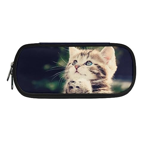 ATOurDealss T-Rex Federmäppchen mit Dinosaurier-Druck, für Jungen und Mädchen, Federmäppchen, Kartenmünztasche, Schreibtisch-Oraganizer für Schulbedarf, Stilvolle Katze, Einheitsgröße, Federmäppchen von ATOurDealss