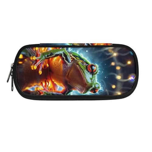 ATOurDealss T-Rex Federmäppchen mit Dinosaurier-Druck, für Jungen und Mädchen, Federmäppchen, Kartenmünztasche, Schreibtisch-Oraganizer für Schulbedarf, Tierfrosch, Einheitsgröße, Federmäppchen von ATOurDealss