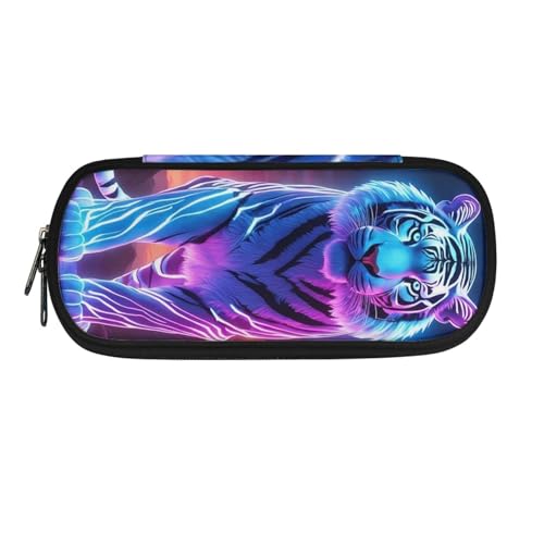 ATOurDealss T-Rex Federmäppchen mit Dinosaurier-Druck, für Jungen und Mädchen, Federmäppchen, Kartenmünztasche, Schreibtisch-Oraganizer für Schulbedarf, Weißer Ti-ger, Einheitsgröße, Federmäppchen von ATOurDealss