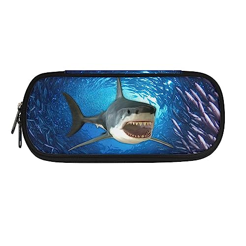 ATOurDealss T-Rex Federmäppchen mit Dinosaurier-Druck, für Jungen und Mädchen, Federmäppchen, Kartenmünztasche, Schreibtisch-Oraganizer für Schulbedarf, hai, Einheitsgröße, Federmäppchen von ATOurDealss