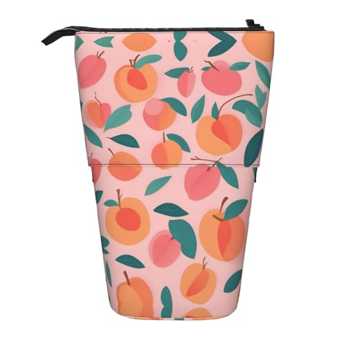 ATOurDealss Teleskop-Federmäppchen, Teleskop-Federmäppchen, Organizer, Schreibwaren, Stifteetui mit Reißverschluss, Boot am Strand, Rosa Pfirsichmuster, Größe S, Einheitsgröße, Federmäppchen von ATOurDealss